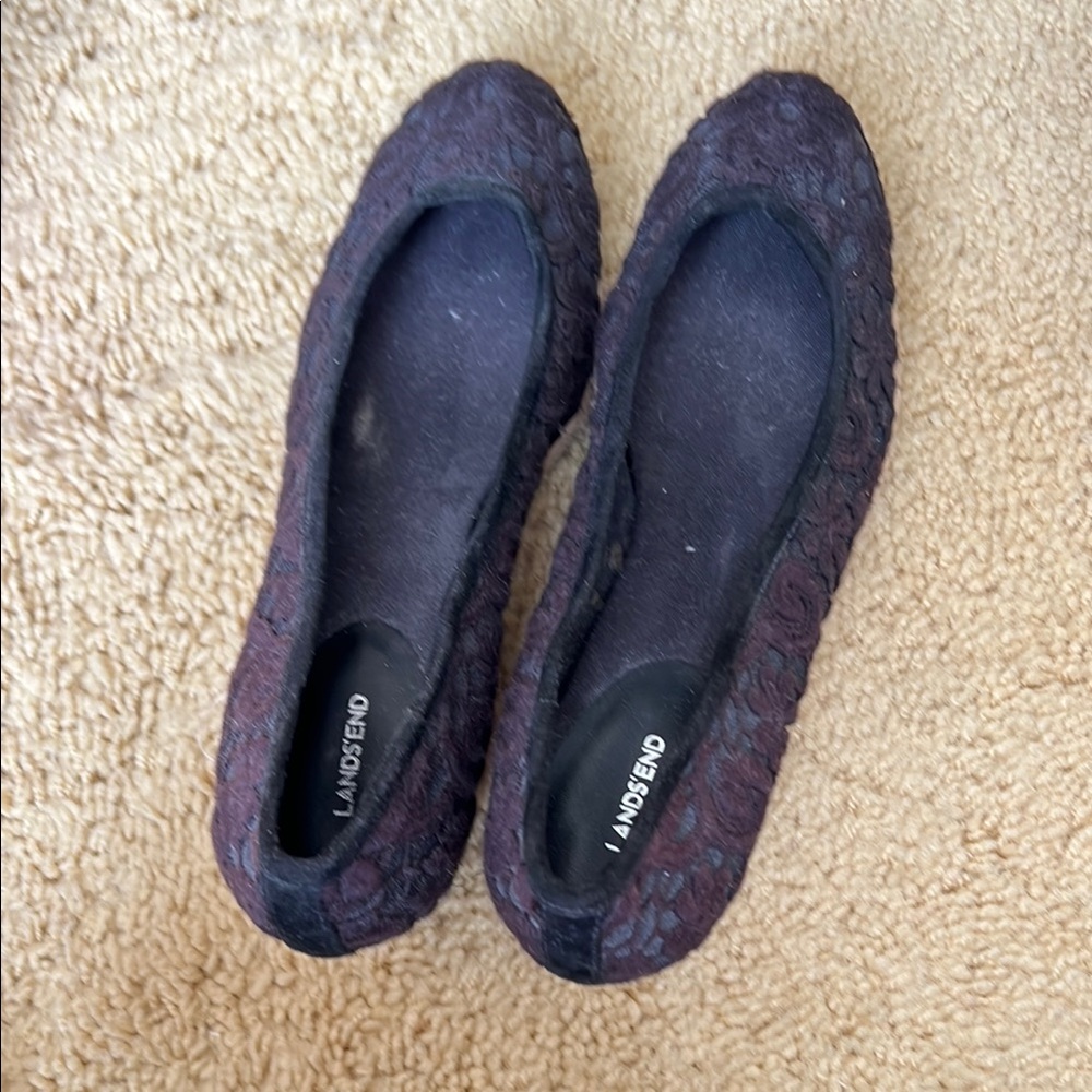 Lands' End Black Espadrilles Classic Comfort Shoes